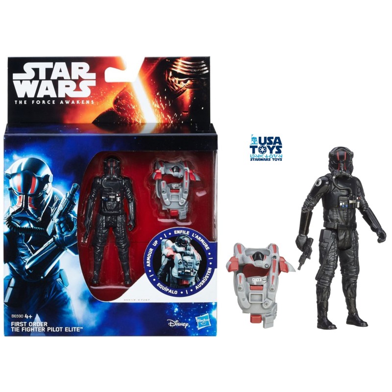 B6590 FIRST ORDER TIE FIGHTER PILOT ELITE Action Figure 10cm 3" 3/4 Star Wars The Force Awakens Armour Up Hasbro