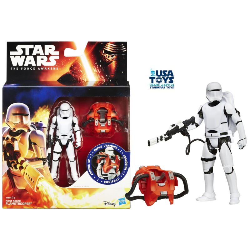 B3894 FIRST ORDER FLAMETROOPER Action Figure 10cm 3" 3/4 Star Wars The Force Awakens Armour Up Hasbro