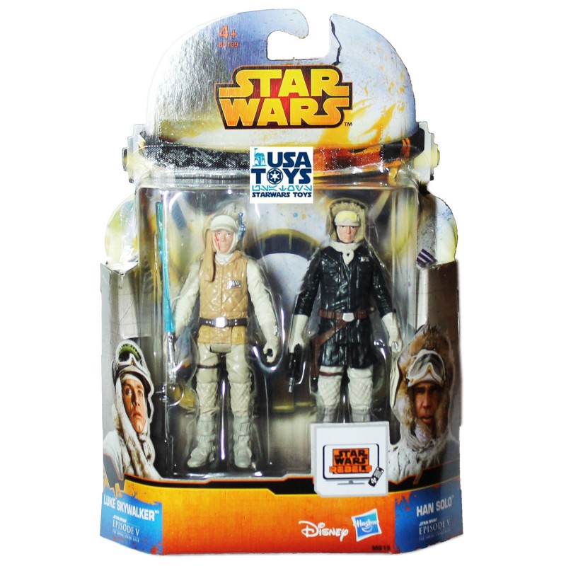 B0129 LUKE SKYWALKER - HAN SOLO 2Pack Action Figure 10cm 3" 3/4 Star Wars TESB Hasbro